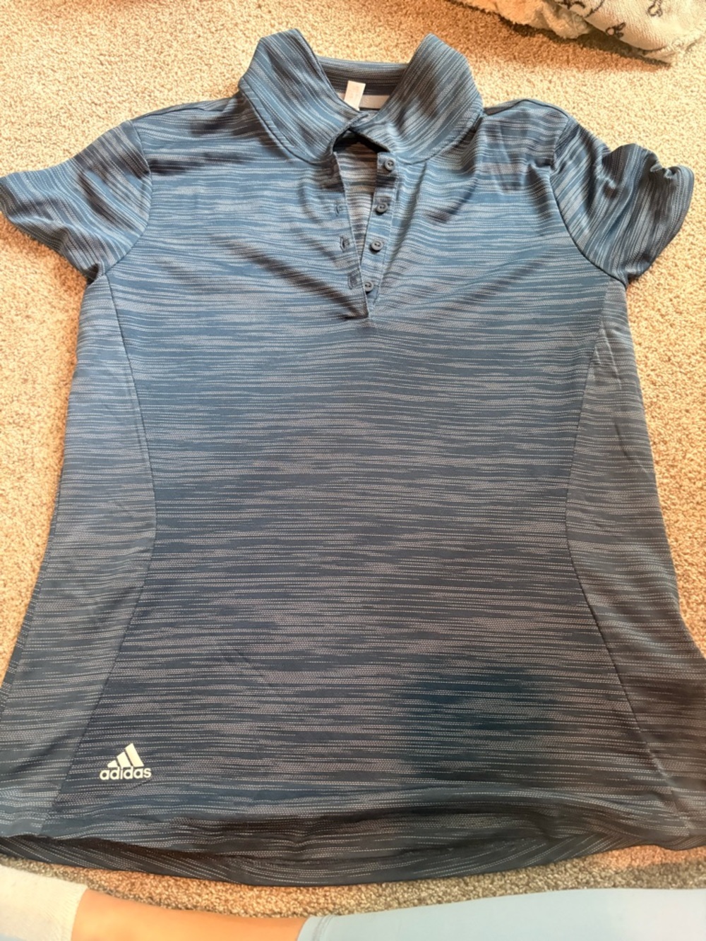 Adidas Blue Striped Golf Polo Shirt